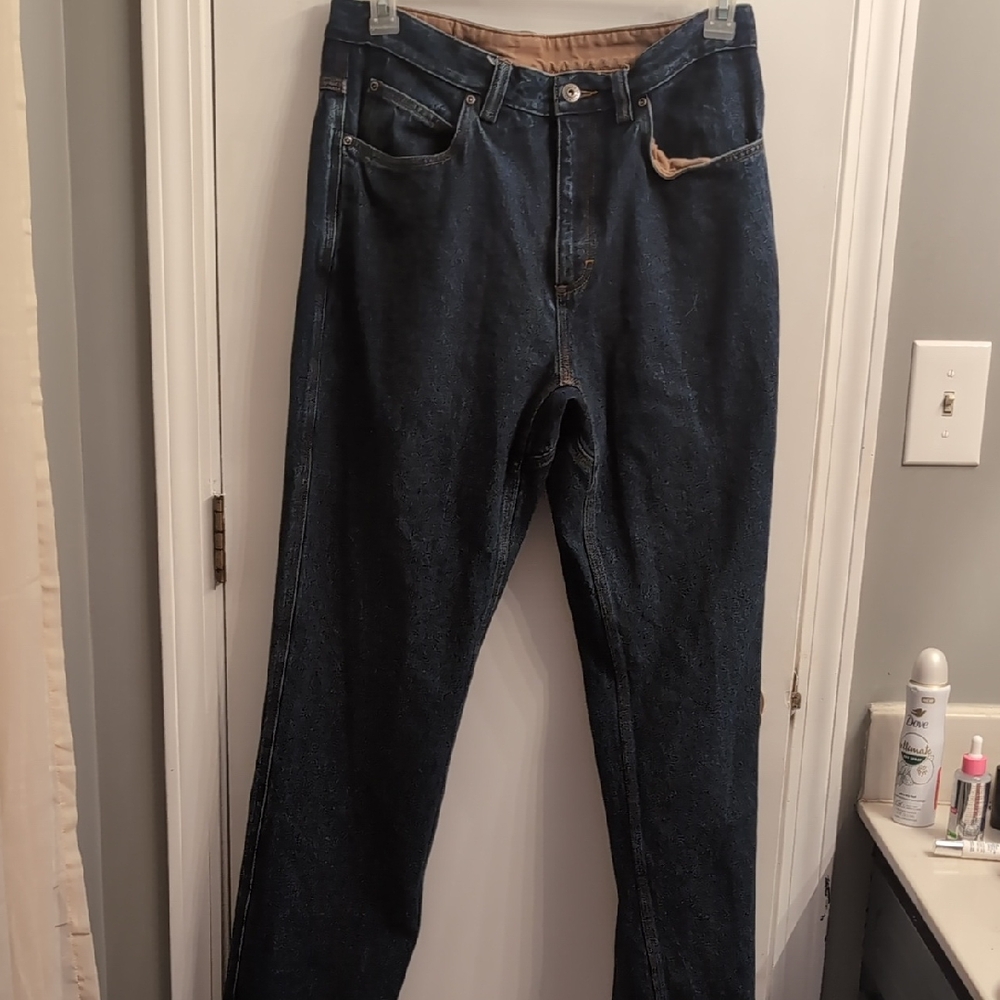 Duluth Trading Co Dark Wash Blue Straight-Leg Jeans Durable Denim 34x34
